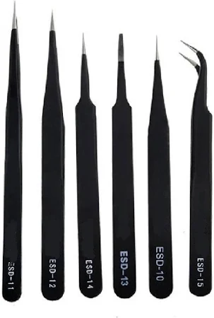 6 Pcs Esd Anti-Static Tweezer Set