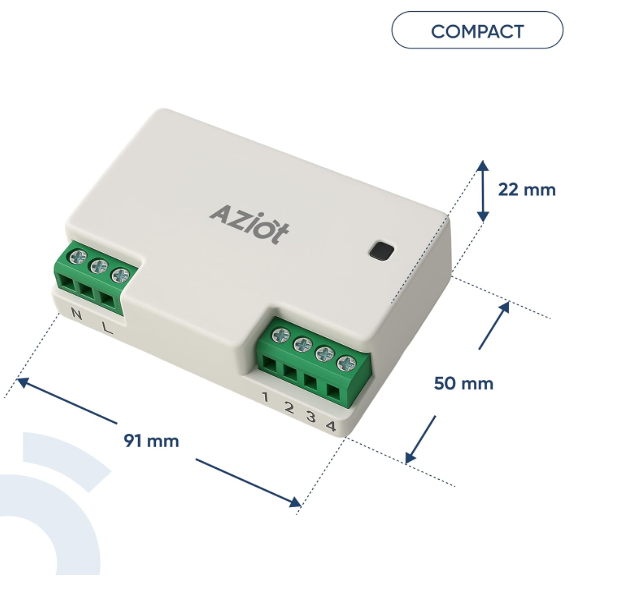 AZIOT 4 Node Smart Switch - WiFi/Bluetooth Communication - Made in India - Timer Function - Voice Command (4 Node)